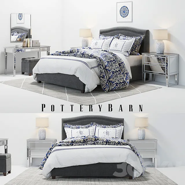 Pottery Barn Tamsen Bed set 02 3DModel