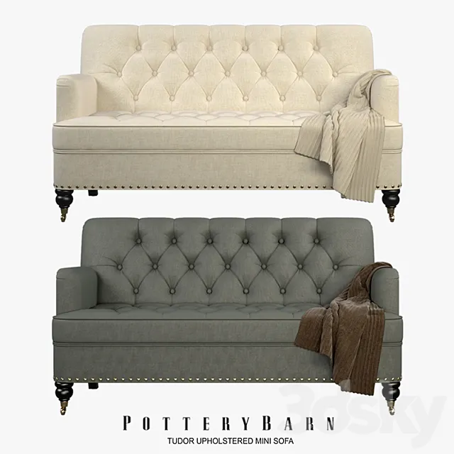 Pottery Barn – Tudor Upholstered Mini Sofa 3D Model Pottery Barn – Tudor Upholstered Mini Sofa 3D Model