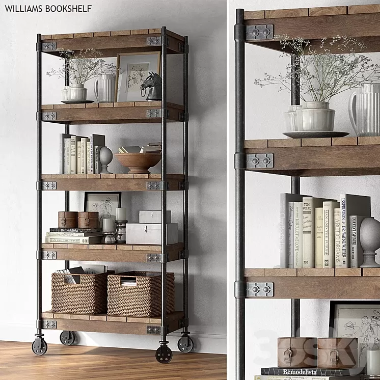 Pottery barn WILLIAMS BOOKSHELF 3D Model Pottery barn WILLIAMS BOOKSHELF 3D Model