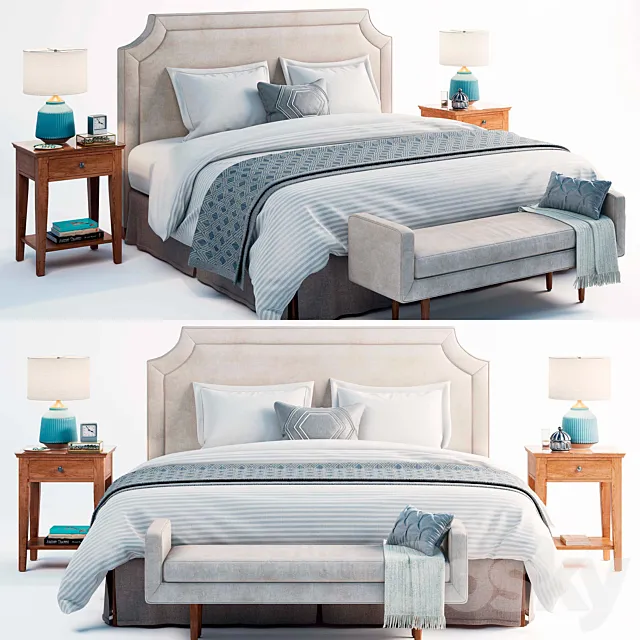 potterybarn bed set 3DModel potterybarn bed set 3DModel