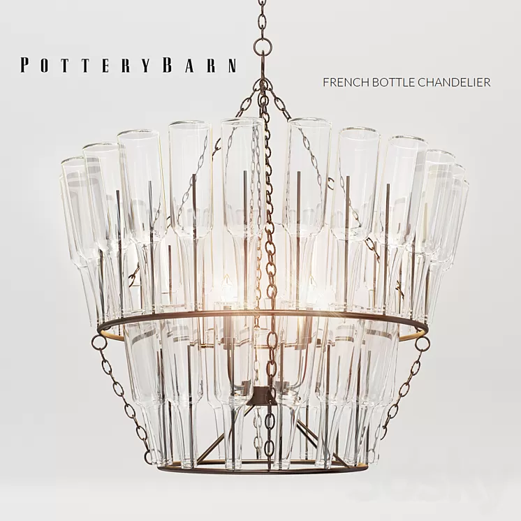 Potterybarn French bottle chandelier 3D Model Potterybarn French bottle chandelier 3D Model