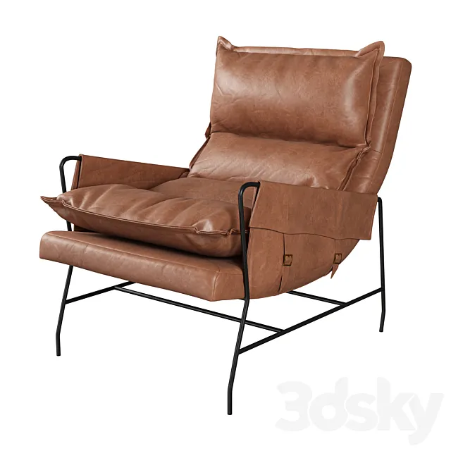 Potterybarn hugh leather armchair 3D Model