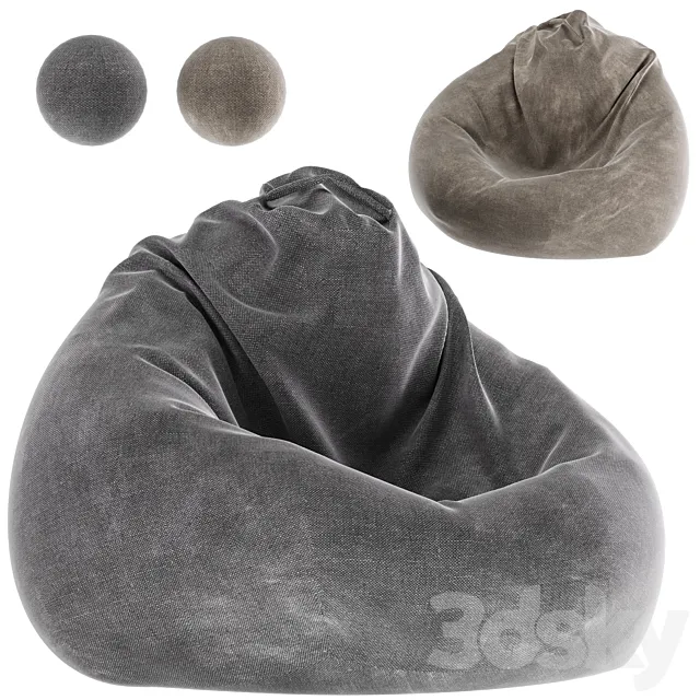 Pouf beanbag chair 2 3D Model Pouf beanbag chair 2 3D Model