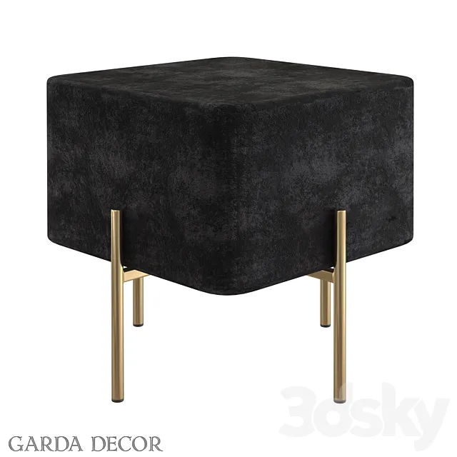 POUF BLACK VELOR GY-BEN7772GOLD-BL Garda Decor 3D Model POUF BLACK VELOR GY-BEN7772GOLD-BL Garda Decor 3D Model