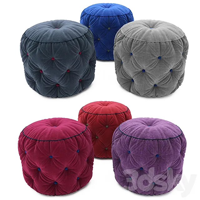 Pouf collection 02 3D Model Pouf collection 02 3D Model