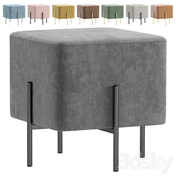 Pouf Gato Velvet and Leather made by Cosmo 3D Model Free Download