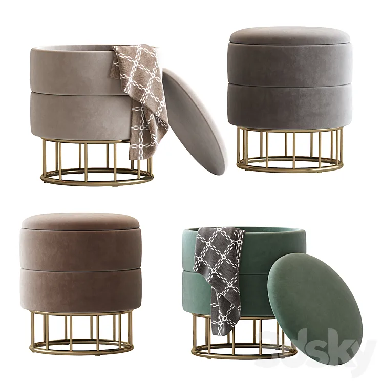 Pouf halmar minty 3D Model Free Download