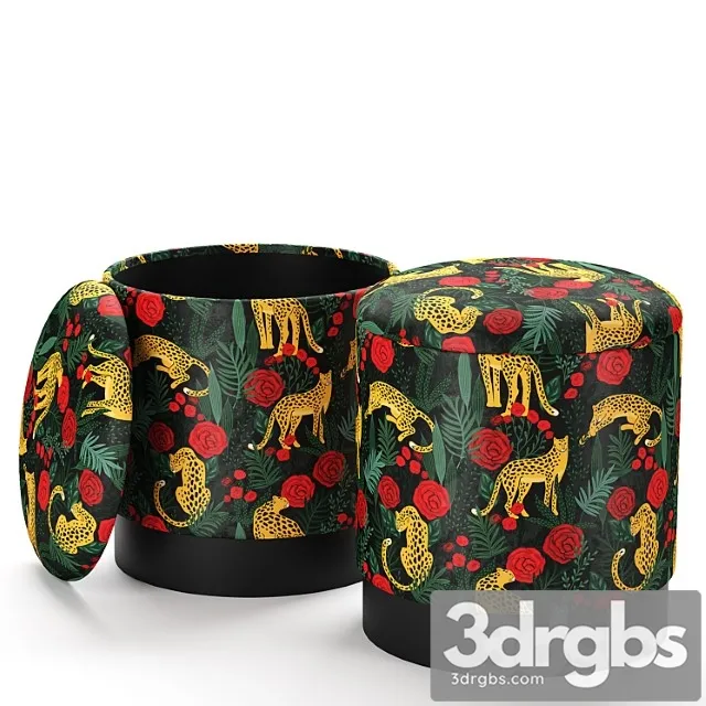 Pouf loft concept bright puf print 2 3D Model Download