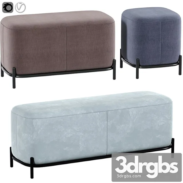 Pouf pawai set 2 3D Model Download