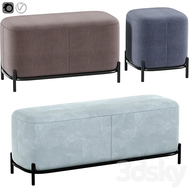 Pouf pawai set 3D Model Pouf pawai set 3D Model