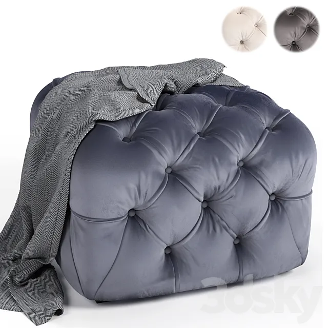 Pouf Pitted-Design Square Stool 3D Model Pouf Pitted-Design Square Stool 3D Model