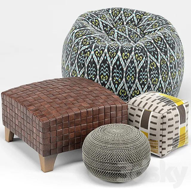 Pouf Set 2 3D Model Pouf Set 2 3D Model