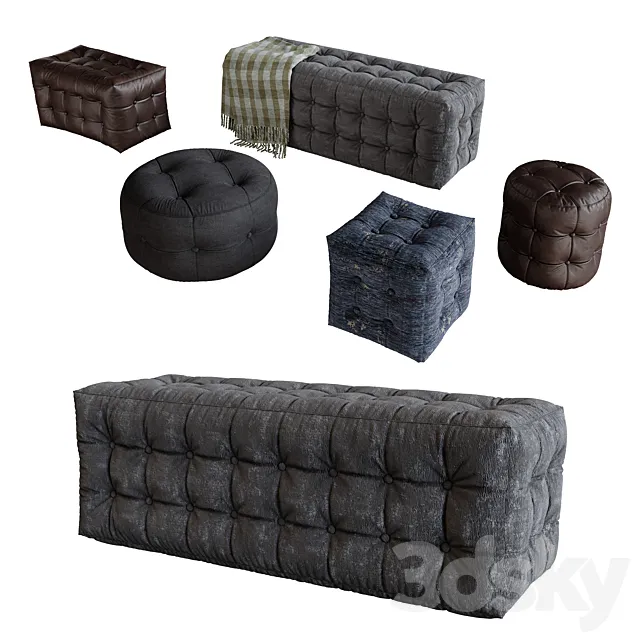 Pouf Set 3DModel Pouf Set 3DModel