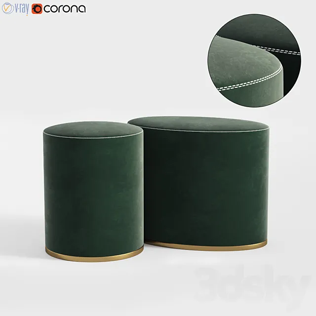 Pouf Set Gallotti & Radice 3D Model Pouf Set Gallotti & Radice 3D Model