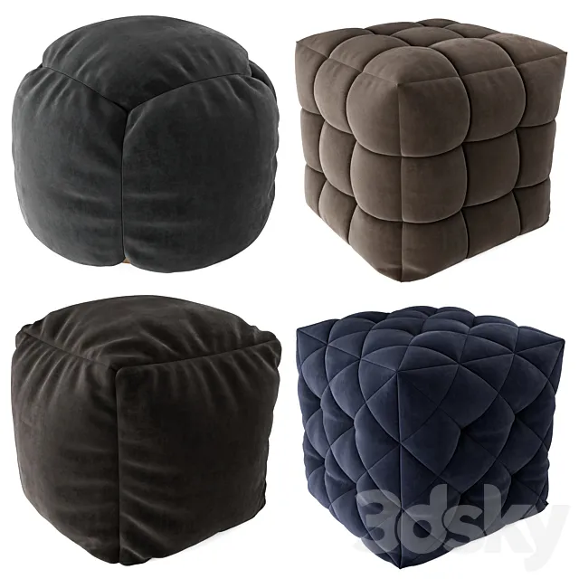 Pouf set | Set of four poufs 3D Model Pouf set | Set of four poufs 3D Model