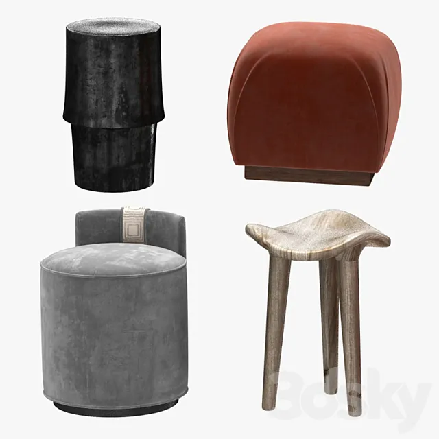 pouf table and stool 3D Model