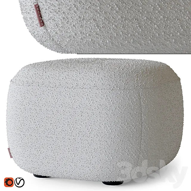 Pouffe Dantone Home Atwood bouclé 3D Model Pouffe Dantone Home Atwood bouclé 3D Model