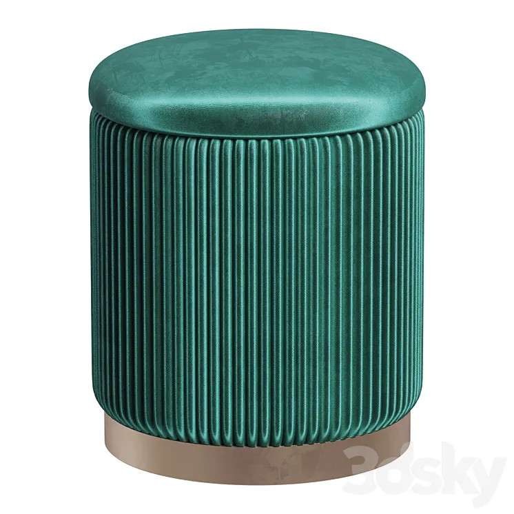 Pouffe with drawer Beatrice Glossy Velor in 4 colors 3D Model Free Download
