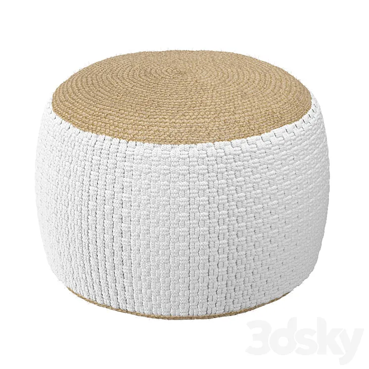 Pouffe woven from jute and cotton Knot 3D Model Free Download