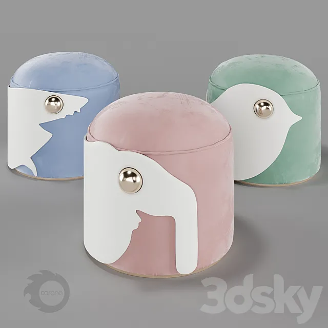 Poufs Circu Animal Stools collection 3D Model Poufs Circu Animal Stools collection 3D Model
