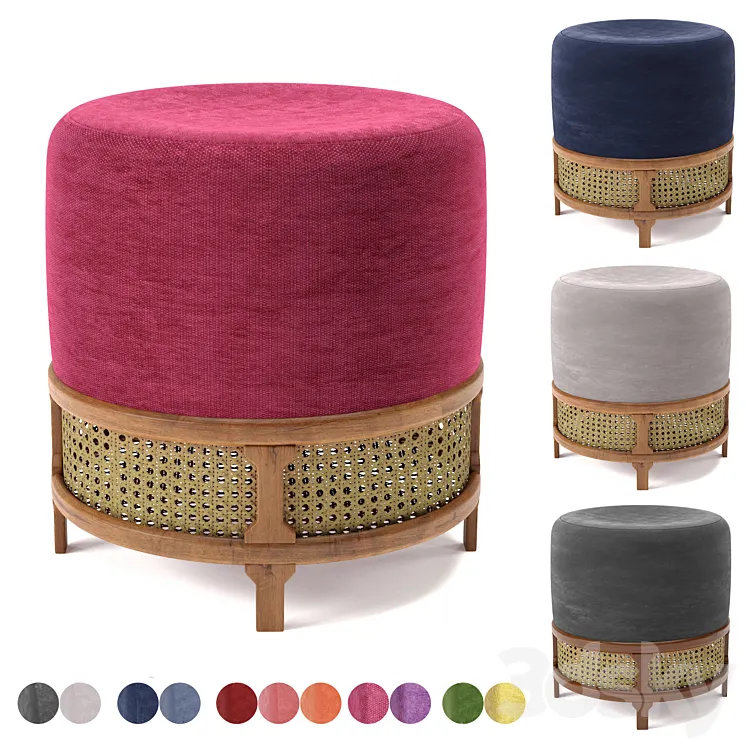 poufs Vol5- Pouf Wood Tailors Club 3D Model Free Download
