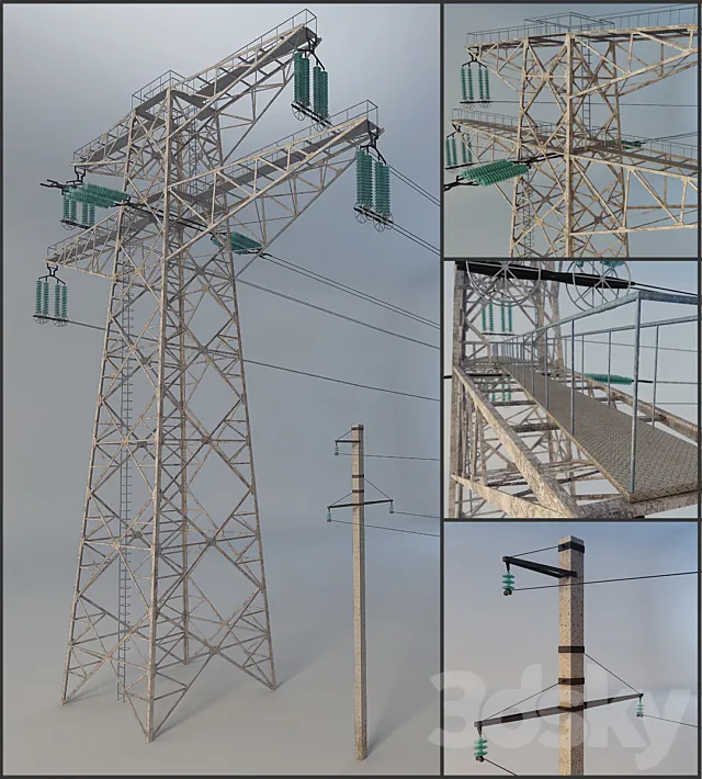 Power transmission line 3D Model Power transmission line 3D Model