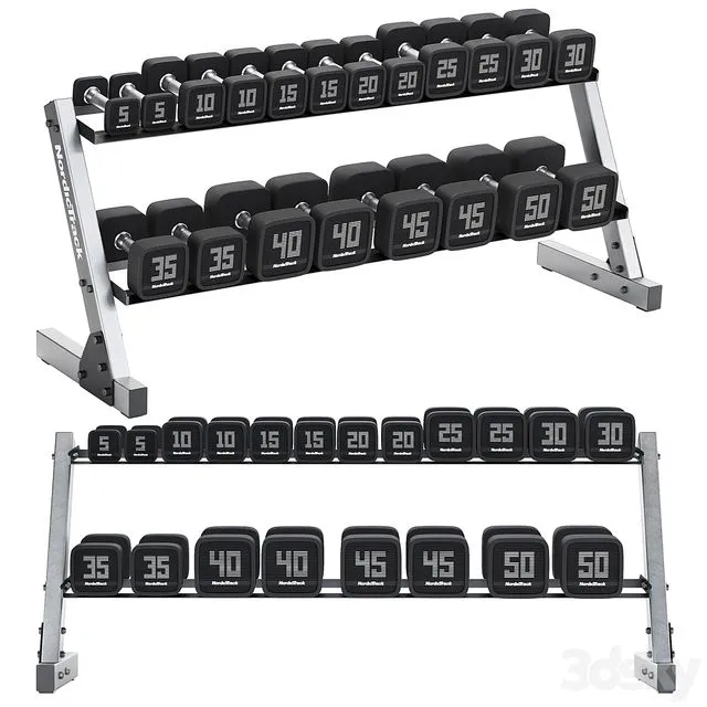 Premium Dumbbell Set and Dumbbell Rack 3D Model