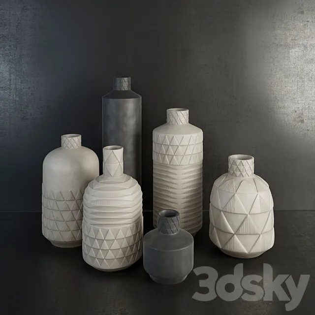 Pressed Pattern Vases 3D Model