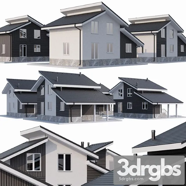 Private two-storey cottage 3D Model Download Private two-storey cottage 3D Model Download