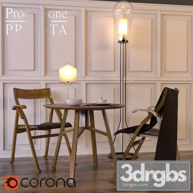 Produzione Privata Table and Chair 3D Model Download