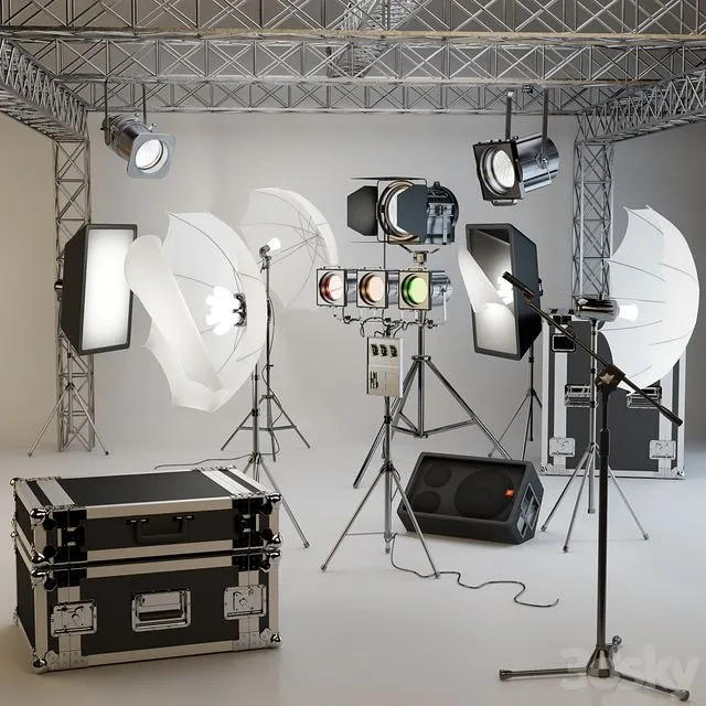 Prof. lighting for photography studios + muses. accessories 3D Model