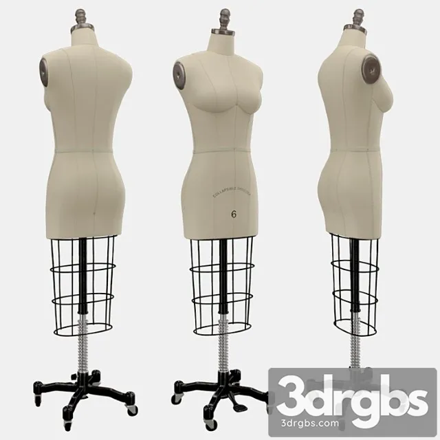 Professional dress form with collapsible shoulders size 6 3D Model Download