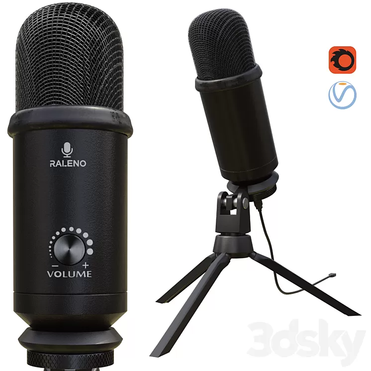 Professional USB Microphone PBR 3D Model