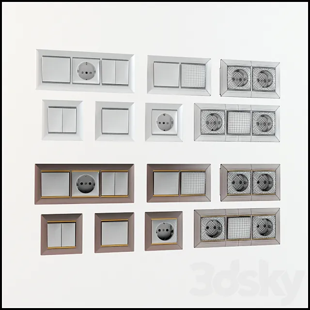 PROFI A set of switches and Sockets 3DModel PROFI A set of switches and Sockets 3DModel