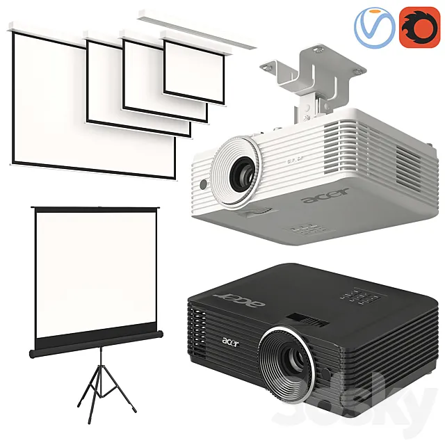 Projector Acer with Screens Set 3DModel