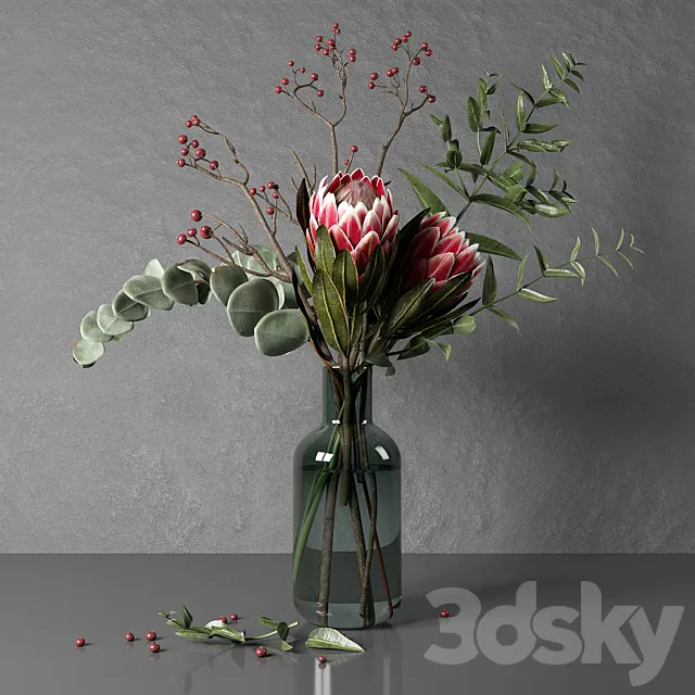 Protea and eucalyptus bouquet 3DModel