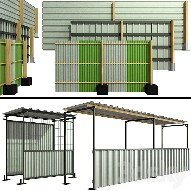 Protective security fencing of construction sites fence 3D Model Protective security fencing of construction sites fence 3D Model