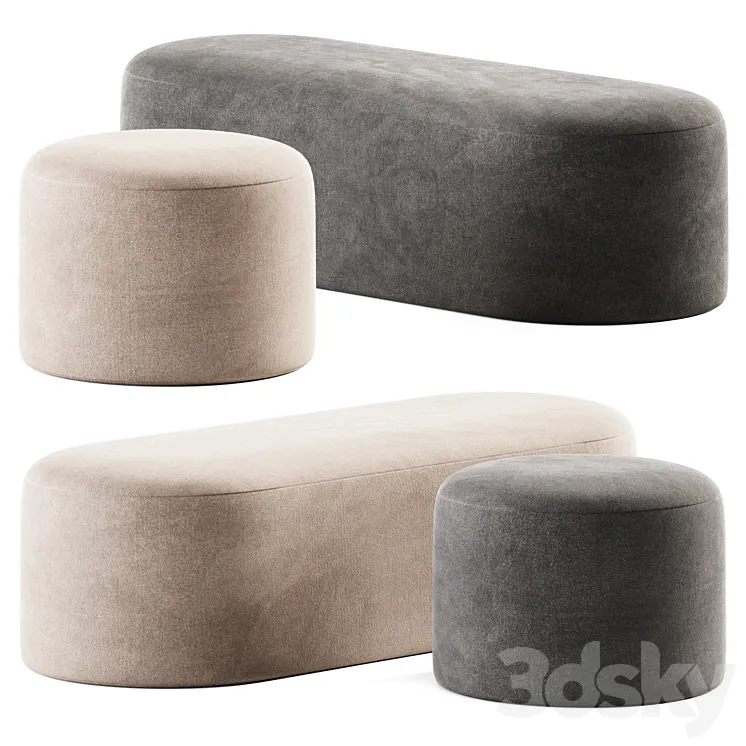 Proto Plus Halle Pouf and Bench 3D Model Free Download