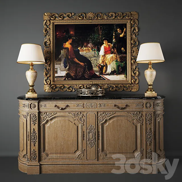 Provasi Sideboard 0674 + Decorative set 3DModel