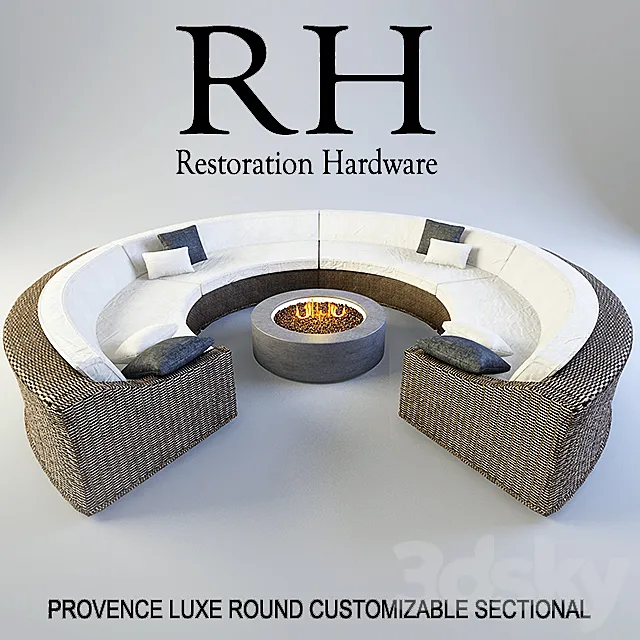 Provence Luxe Round Customizable Sectional 3DModel