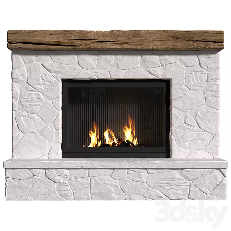 Provence style fireplace.Rock Fireplace in Country style.Rustic Farmhouse fireplace 3D Model Free Download