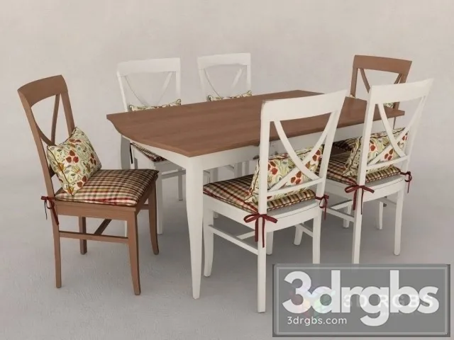 Provence White Table and Chair 3D Model Download