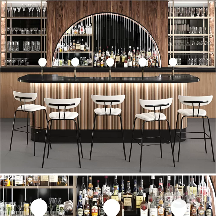 Pub in classic style with a collection of strong alcohol. Alcohol 3D Model