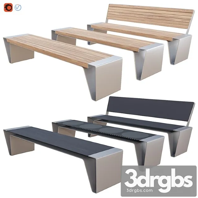 Public bench radium 2 3D Model Download