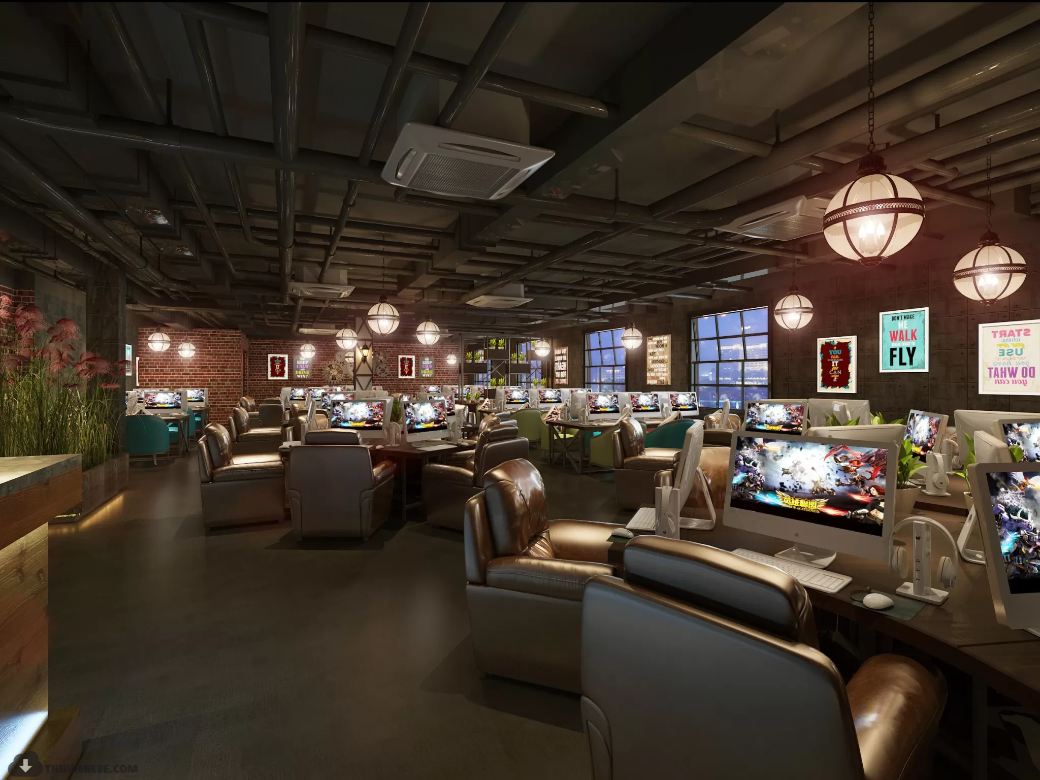 PUBLIC COMMERCE SPACE 3D MODEL – INTERNET CAFÉ MODELS – 37