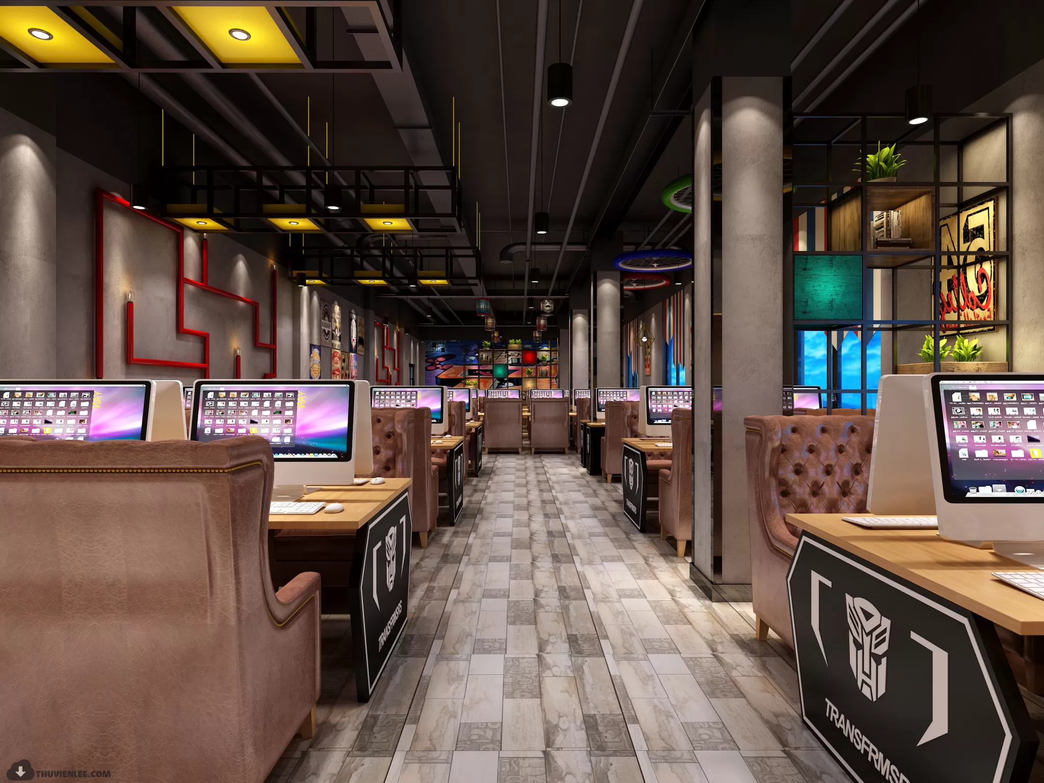 PUBLIC COMMERCE SPACE 3D MODEL – INTERNET CAFÉ MODELS – 38