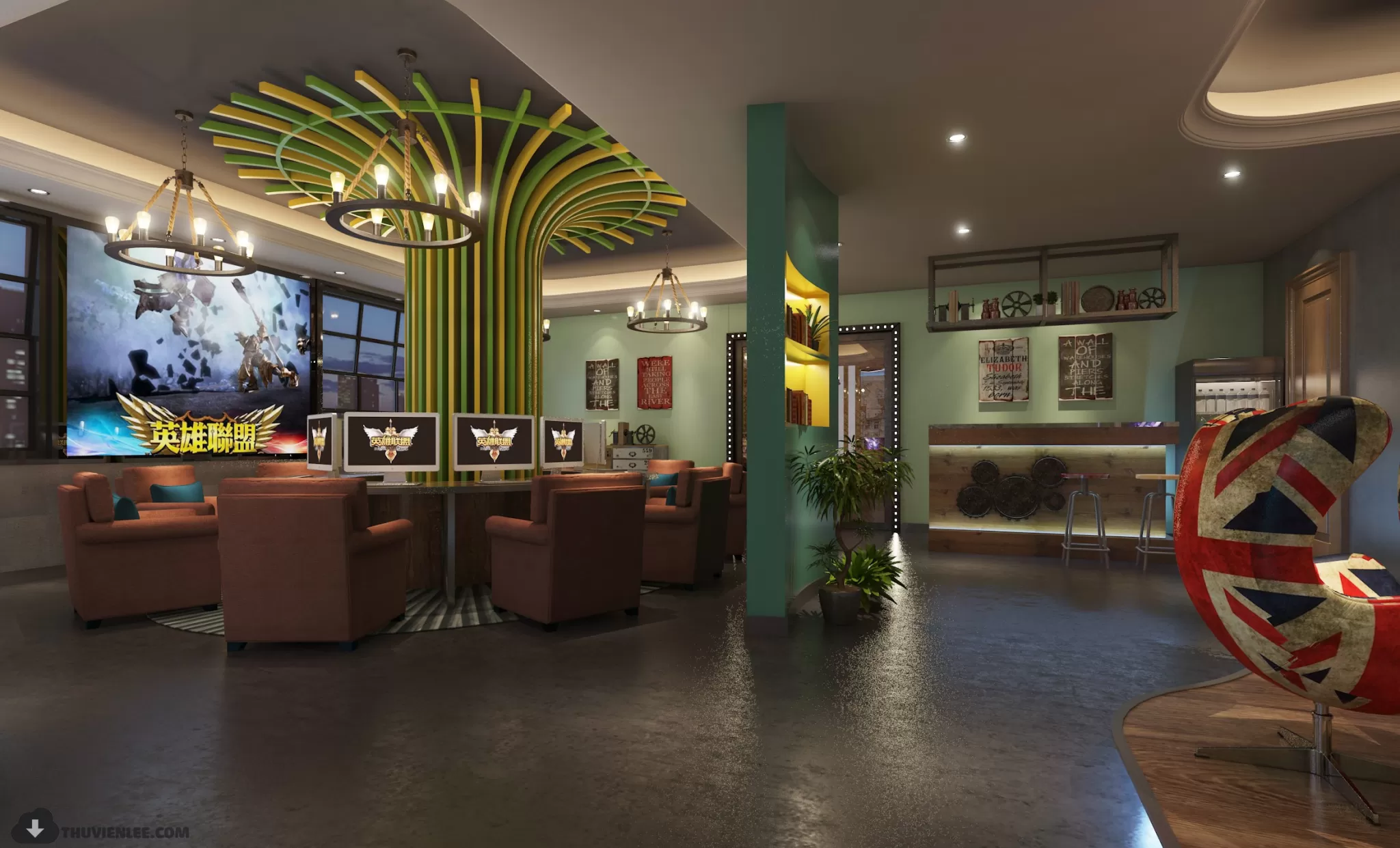 PUBLIC COMMERCE SPACE 3D MODEL – INTERNET CAFÉ MODELS – 40