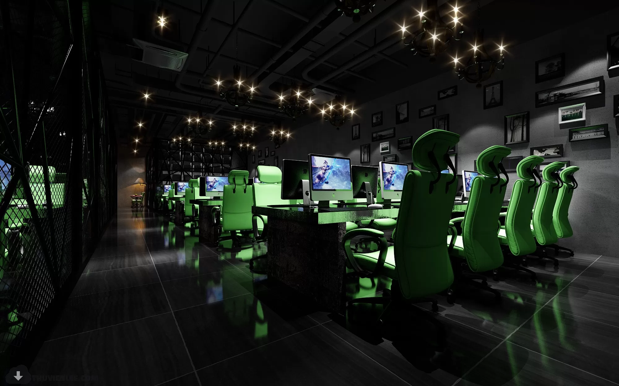 PUBLIC COMMERCE SPACE 3D MODEL – INTERNET CAFÉ MODELS – 43
