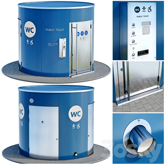 Public toilet round. Dry closet. Street toilet 3D Model Public toilet round. Dry closet. Street toilet 3D Model