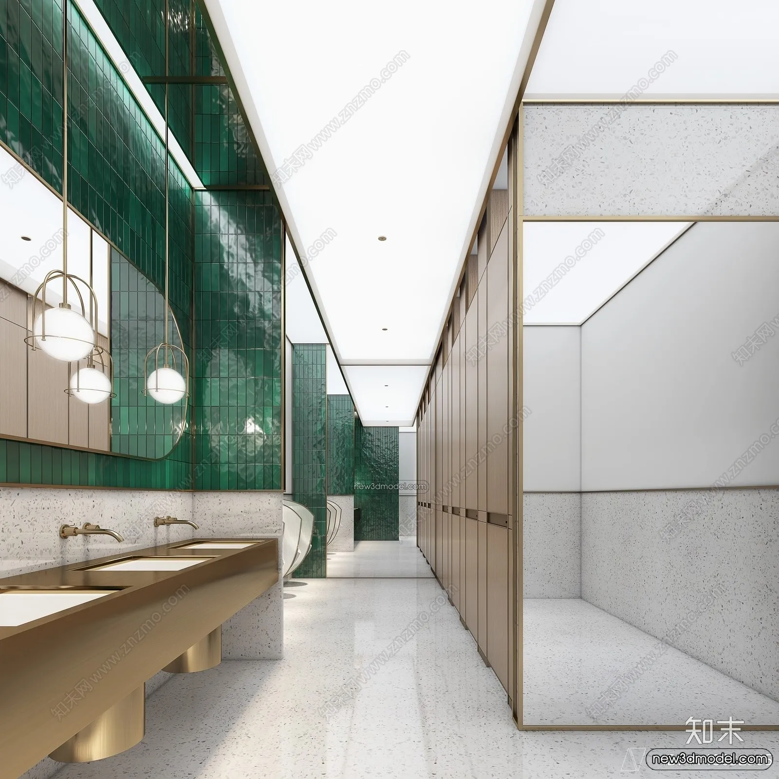 Public Toilet - WC - 3D Interior Scene - 3D Models - 100